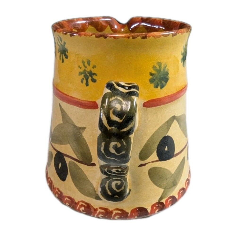 Vintage Italica Ars Italy Hand Painted Pottery Creamer Pitcher Olive Branch 4 - Picture 4 of 7